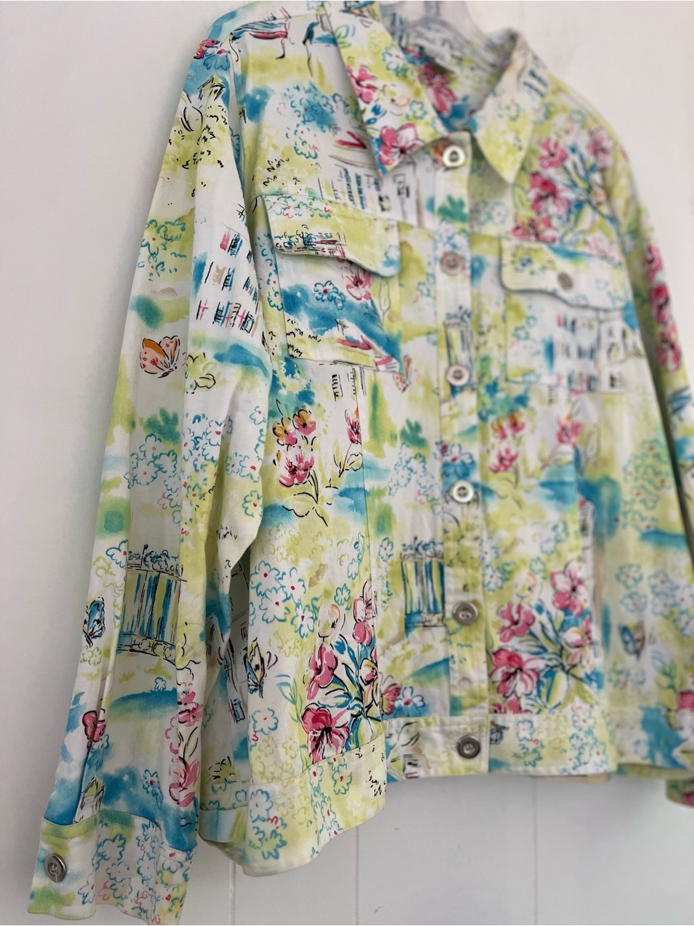 West Palm Scenic View Button-Front Colorful Jacket Resort Wear Size 2X - Picture 4 of 14